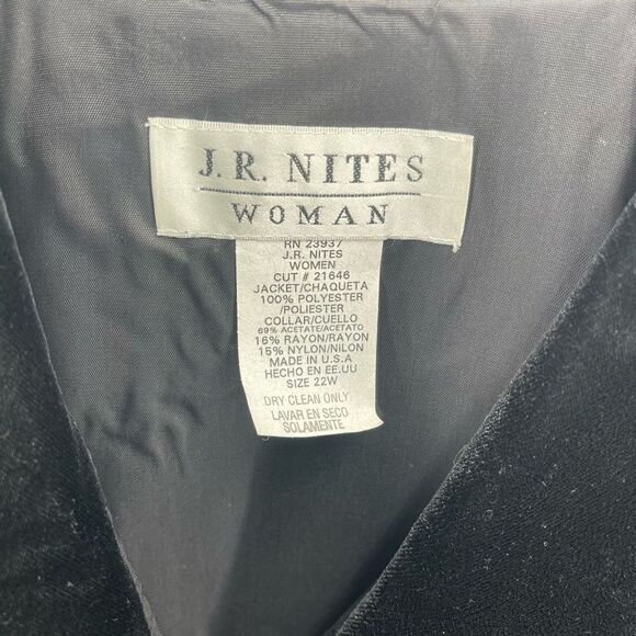 JR Nites brocade Velvet Jacket Vintage 80s 90s tuxedo Black Size 22W - Picture 3 of 10